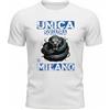 Generico T-Shirt Maglia Nera o Bianca Unica Squadra di Milano per Veri Tifosi interisti, Stampata Direttamente su Tessuto Taglie da Uomo (XS, Bianco)