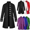 VPQILH Giacca Gotica Uomo Vendita, Media Lunghezza Cappotto Gotico Uomo, Vintage Medievale Trench Coat Steampunk Tailcoat Giacca con Collo Alta Cappotti Manica Lunga Giubbotto per Carnevale Halloween Costume