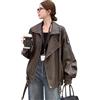 Peuignao Giubbotto Similpelle Donna Giubbino Ecopelle Giacca Similpelle Biker Giubbini Pelle Moto Leather Jacket Giacche Finta Pelle Pu Bikers Giacca Chiodo Ecopelle Giubbotti Moto Donna Primavera Marrone S
