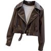 JIEDOUKEJI Giacca Ecopelle Donna Giubbino Ecopelle Giubbotto Pelle Giacca Similpelle Biker Giubbini Moto Leather Jacket Giacche Finta Pelle Pu Bikers Giubbotti Moto Motociclista Donna Primavera Marrone M