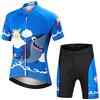 Amur Leopard Set da Ciclismo Bambino Maglia a Maniche Corte e Pantaloncini con Seduta Imbottita Completo da Ciclismo Bambini Ragazze, Squalo, XL/10-11 Anni