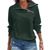 Cuptacc Felpa Donna con Zip High Neck Maniche Lunghe Felpe Pullover Autunno Casual Mezza Zip Maglietta Verde Scuro Donna Verde Scuro, Large L 42-44