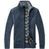 ORANDESIGNE Uomo Cardigan Felpa Cappotto Lana Tops con Cerniera Lavorato a Maglia Maglione Stand Colletto con 2 Tasche Caldo Maniche Lunghe Calda Casual Cappotti A Blu 3XL