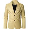 Generic Giacca slim da uomo, giacca blazer casual per uomo, giacca classica da uomo, abito grigio chiaro da uomo, giacca in tweed da uomo, giacca a spina di pesce su misura, giacca formale monopetto, Beige, S