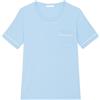 YAMAMAY - Maglia del Pigiama Maniche Corte Girocollo con Taschino, Donna, Celeste, Monocromo, 93% Modal 7% Elastan