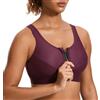 SYROKAN Donna Reggiseno Sportivo con Zip Frontale Rosso Scuro 3D