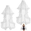 NBEADS 1 paio di Maniche Staccabili In quelliffon, Maniche Lunghe In Tulle per Donna Guanti Lunghi In Tulle Staccabili Gotici per Abito Da Sposa Festa di Halloween, Bianco, 60x69cm