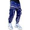 ORANDESIGNE Pantaloni Cargo Uomo Pantaloni Lunghi di Hip Hop Pantaloni Sportivi Multi-Tasca Casual Street Ragazzi Pantaloni Blu Scuro XS