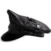 N? Vera Pelle Nero Army Muir Biker Silver Trim Peak Polizia Militare Cap, Nero , S