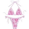 MBPBLKGKCT Costume da bagno da donna con bretelle, bikini a tre pezzi, costume da bagno da donna, costume da bagno estivo(Pink,S)