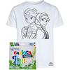 Mister Patch Idea Regalo per Bambini - Maglietta t-Shirt da colorare con Colori Inchiostro Speciale per Tessuti - Frozen Elsa e Anna Originale educativa (7-8 Anni, Maglia con Colori)