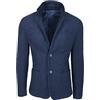 Evoga Giacca Blazer Uomo Blu Nero Grigio Slim Fit Elegante Formale Casual Cerimonia (IT, Testo, L, Regular, Regular, #C1 Blu Scuro)