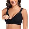 DotVol Reggiseno Minimizzatore Donna Taglie Grandi Reggiseno con Chiusura Frontale Non Imbottito Senza Ferretti Intimo Comfort Nero 4C