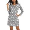 ENJOYNIGHT Camicia da notte da donna, a maniche lunghe, in cotone, camicia | Classico girocollo, camicia da notte con stampa di cartoni animati, taglio ampio, materiale leggero