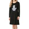 In One Clothing Camicia da notte da bambina a maniche lunghe, morbido jersey Singley in 100% cotone, Nero - bradipo meditato, 128
