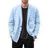 Generico Blazer in lino da uomo giacca per il tempo libero a due bottoni leggeri cappotti sportivi vestibilità ampia giacca da ufficio tinta unita versatile giacca con risvolti a tacca giacche con tasca, Bu2