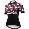JPOJPO Maglia da ciclismo da donna, a maniche corte, con teschio