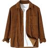 Oanviso Camicia Uomo Giacca da Uomo Velluto a Coste Camicia con Risvolto Manica Lunga Casual Camicia con Pulsanti Primavera Splicing Moda Autunno Colori Contrastanti Giacca Leggera E Marrone M