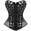 Woboren Disossato Il Corsetto del Merletto Hollow in delle Donne con G-String (Nero, 4XL)