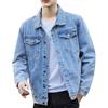 Suncadmious Giacca da Uomo in Denim Elasticizzato Basic Primavera e Autunno Giacca da Lavoro Casual di bell'aspetto Giacca a Maniche Lunghe Giacca Leggera con Tasche (Azzurro,M)
