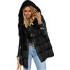 Onsoyours Gilet Donna Pelliccia Sintetica Cappotto con Cappuccio Invernale Senza Maniche Cardigan Lungo Donna Elegante Smanicato Leggero D Nero M
