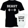 Puzzletee Coppia T-shirt e Body Festa del Papà Padre Figlio Beast, Little Beast - bodybuilding - Maglietta Padre e Figlio - Maglietta Padre e Figlia - Idea Regalo