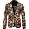 Generic Blazer Smoking Abito Uomo Elegante Autunno Blazer Singolo Maniche Lunghe Stampa Leopardo Animale per Uomo Quotidiano for Festa Smoking Suit