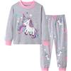 Dinopjs Pigiama per ragazze a maniche lunghe, set casual con unicorno, gatto, motivo a stelle, in cotone, per ragazze, animato, abbigliamento da notte, per autunno e inverno, casacca, abbigliamento