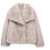 ZhuiKun Cappotto Donna in Pelliccia Sintetica Calda Morbida Legera Giacca Corto con risvolto Cardigan a Manica Lunga