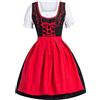 Generico Abito Tirolese da Donna Tradizionale Dirndl Oktoberfes Costume Bavarniano per Feste Vestito Oktoberfest Birra Tedesca Gonna Maniche Corte Costume per Oktoberfest di Ottobre (Red, L)