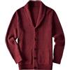 ZHILI Cardigan di Spessore Slim Fit Casual del Collo di Scialle degli Uomini_Wine Red_Small