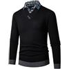 ZDSUHYIW Maglione invernale da uomo con design finto 2 in 1, con scollo a V, colletto 2 in 1, camicia da uomo, maglione da lavoro, maglietta basic a maglia fine
