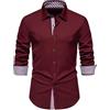 LinRim Camicia da uomo business a maniche lunghe, slim fit, con motivo a quadri, taglio interno e polsini, camicia per il tempo libero per ufficio, appuntamenti e tutti i giorni, elegante top con motivo a