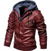 Oanviso Giacca Pelle Uomo Giacca Moto Biker con Cappuccio F Grigio XL | Giubbotto, Manica Lunga, Antivento, Outdoor, Giacche, Parka, di Pelle PU, Caldo, Autunno, Invernale