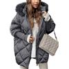 nicticsi Giubbotto Corta da Donna Invernale Caldo Cerniera Cappotto Patchwork di Peluche Casuale Vintage Outerwear con Tasca Giacche Polsini a Maglia E Grigio S