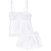 YAMAMAY - Pigiama Corto in Sangallo, Bianco, Linea Broderie, Donna, S