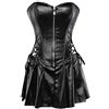 Kelvry Goth Lace Up Front Punk Faux Leather Bustier Corsetto Abito Plus Size