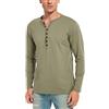 WAZZAP Maglietta Uomo Manica Lunga Henley Scollo a V Fit T-Shirt Casual con Bottoni