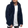 Oanviso Cappotto da Uomo con Cappuccio Double Face Peluche Giacca Autunno e Inverno Capispalla Monopetto Moda Tinta Unita Hoodie Termico Casual Giacche Morbido Maschile Cappotto A Blu Navy XS