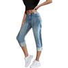 Onsoyours Pantaloni Capri per Donna Estivi Jeans a Vita Alta Eleganti 3/4 Pantaloni in Denim Jeggings Corti Jeans Capri J Azzurro XL