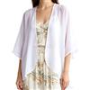 Risipu Kimono da donna in chiffon trasparente, con stampa ampia, per spiaggia, nuoto, cardigan, mantelle, camicetta, top, bianco, 3XL