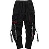 ORANDESIGNE Pantaloni Cargo da Uomo Tasche Laterali con Coulisse Regolabile Elastico Hip Hop Pantaloni da Jogging Casual Teachwear Pantaloni K Nero 3XL