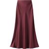 Generic Gonna da donna in raso a vita alta, gonna in seta per le donneEstate Casual Sexy Midi Lunghezza Gonna elastica, Rosso vinaccia, M