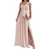 Oanviso Vestito da Cerimonia Donna Elegante Lungo Estivo con Payet da Sera Abito Swing Curvy Maxi Vestitino Cocktail Ballo Abiti Party Festa Vestiti Lunghi con Spacco d Rosa XL