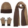 KRIPINC Set Cappello Sciarpa Guanti Uomo, Set 3 in 1 con Sciarpa e Berretto Uomo e Guanti Termici Touch Screen, Idee Regalo Ragazzo per Natale e Compleanno (Stile B, Marrone Caffè)