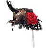BLESSUME Gotico Donne Steampunk Ingranaggio Ali Orologio Farfalla Cappello Pizzo Capelli Clip Copricapo (F)