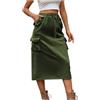 Generic Gonna midi da donna in denim con 4 tasche, stile cargo con coulisse elastica in vita con design a spacco posteriore, gonne casual estive a vita alta in jeans