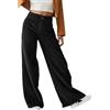 nicticsi Pantaloni da Donna Vita Alta Pantalone Casual in Velluto a Coste con Tasche Pants Larghi Gamba Dritti alla Moda Pantalona Vintage Comodi Pant