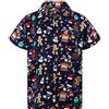 King Kameha Funky-Camicia-Hawaiana, Natale, Manica-Corta, Ginger-Bread, Blu, 5XL