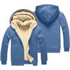 Generico Felpa Uomo Grigia con Cappuccio e Zip Invernale Pile Blu